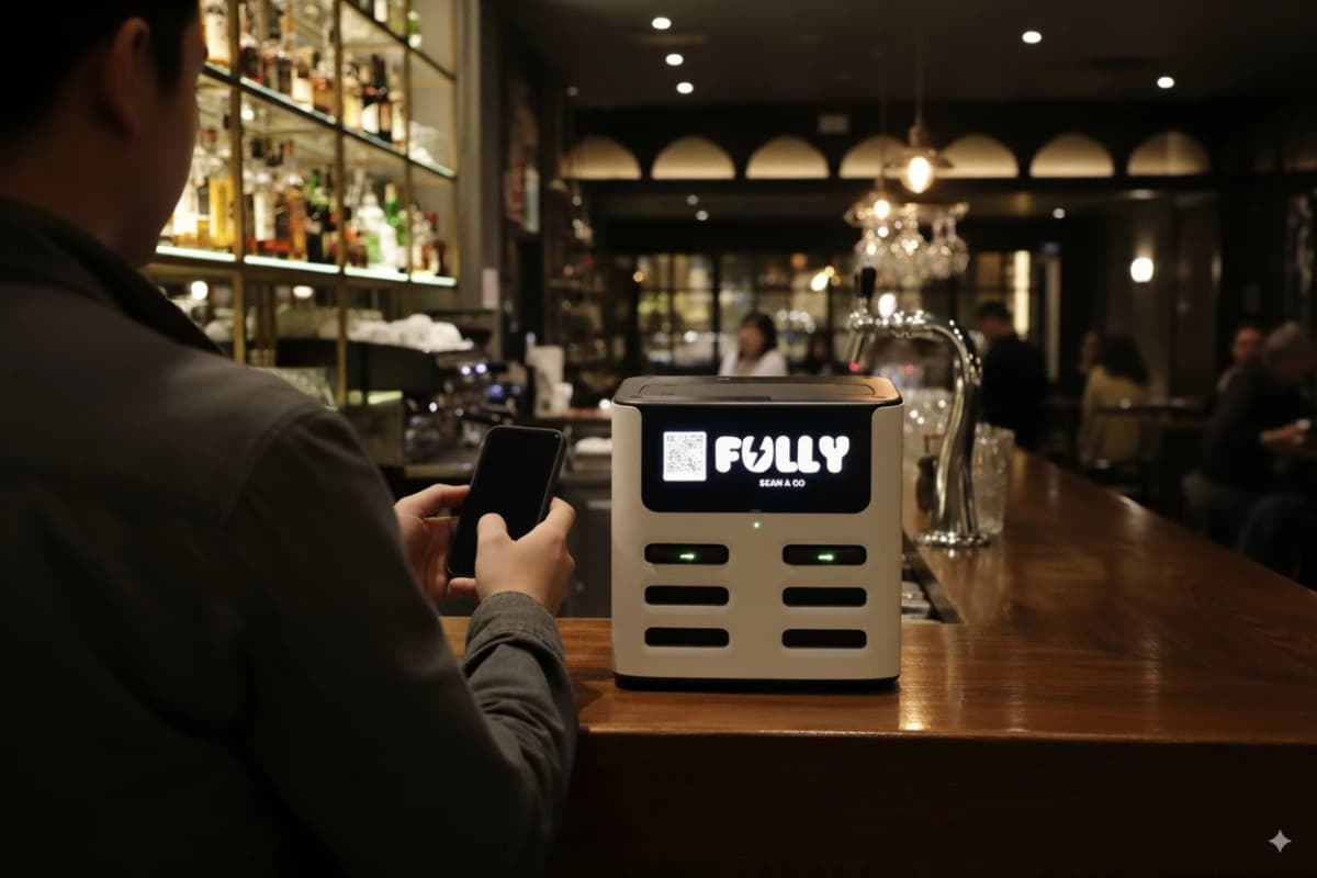 Restaurant QR code scanning for power bank rental